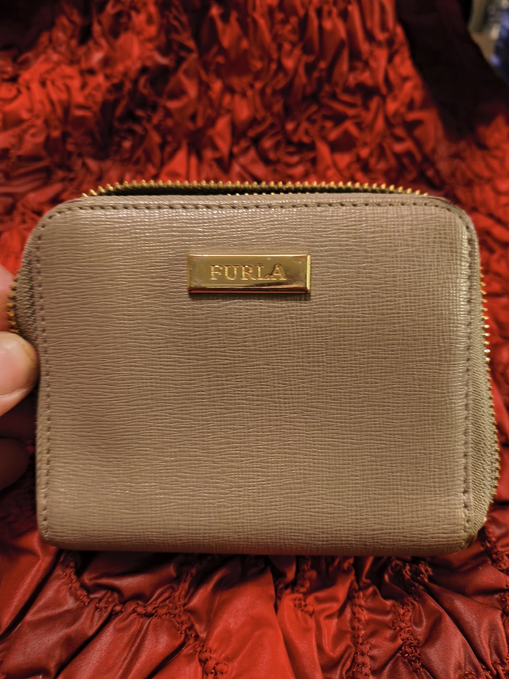 Furla Taupe Zip-Around Leather Wallet